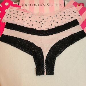 Victoria's Secret 2pk Lace Trim Cotton Cheeky Panties Size XL